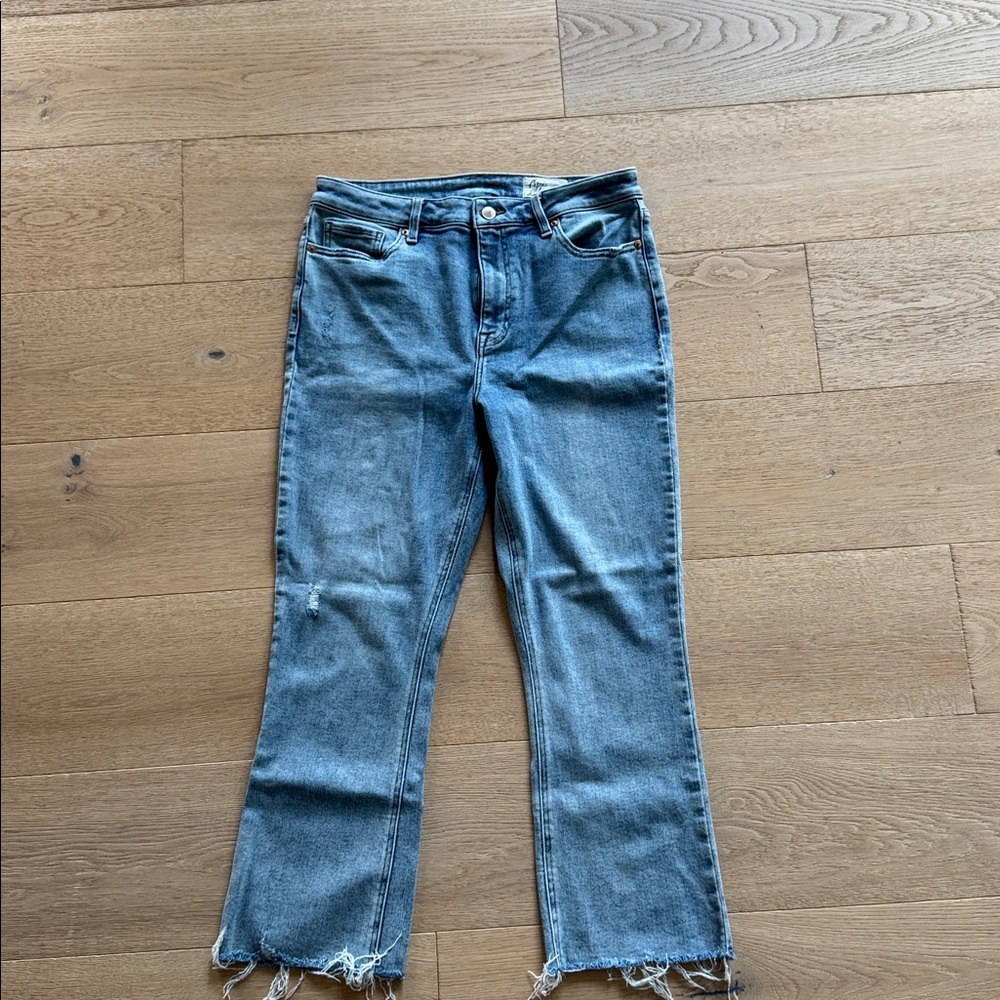 Cosmic Blue Love Raw Hem Boyfriend Jeans